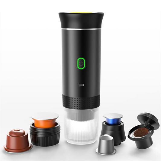 Cafetera Expresó TikCoffee® Portátil Capsulas 3 en 1 Compatible con Nespresso Dolce Gusto y Café Molido
